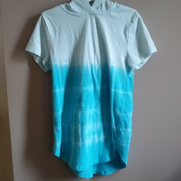 Hooded, blue ombre, T-shirt. Includes pockets - Picture 2 of 6